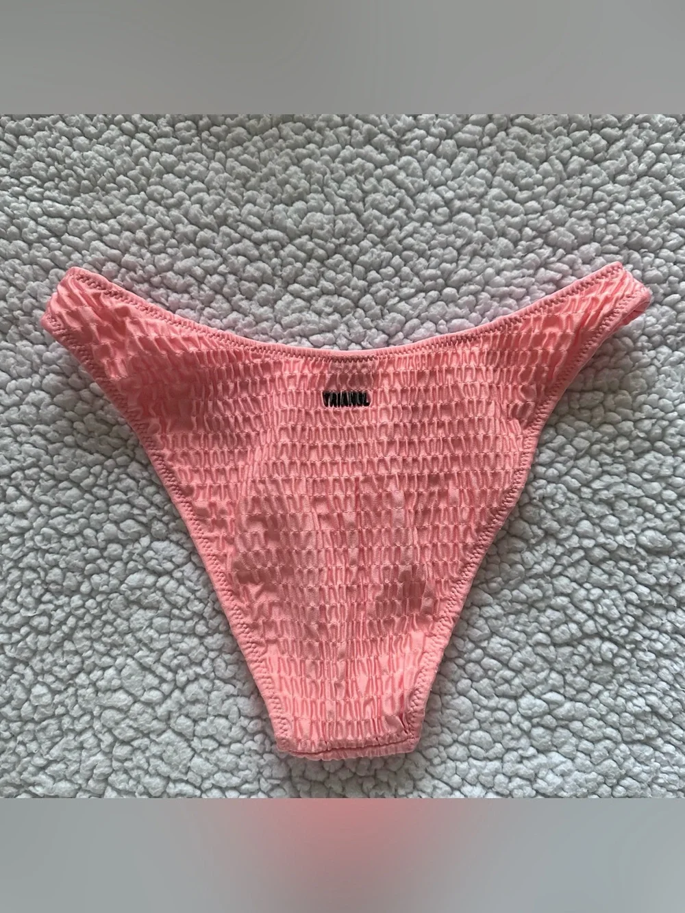 TRIANGL bikini set peach pink crinkle texture cheeky cut adjustable straps S